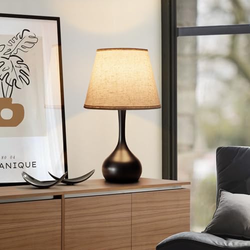 ONEWISH Touch Bedside Lamp, Farmhouse 3-Way Dimmable Table Lamps for Nightstand with Fabric Shade, 17.32'' Desk Lamp for Reading, Bedroom, Livingroom, Office, Corded - Image 5