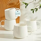 Teocera 16oz Ceramic Coffee Mugs Set of 4 β Stackable Latte Cups, Microwave, Dishwasher & Oven Safe β Ideal for Coffee, Cappuccino, Hot Chocolate, Housewarming GiftsοΌWhite
