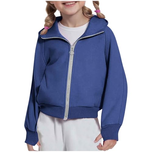 Sweat manches longues trou pouce bleu veste enfants avec poche avant pratique