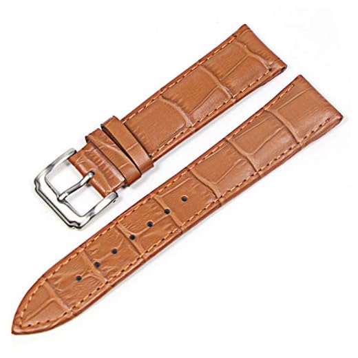 DFKai1run Klockarmband i läder， Läderrem 18mm 20mm 22mm band Seiko tillbehör handledsrem Tillfällig (Band Color : Light brown silver, Band Width : 22mm)