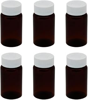 Artistic 6 Pack Clear Brown Round Plastic Bottles, 135ml, Leak Proof, Reusable, For Travel, Storage, Food Preservation