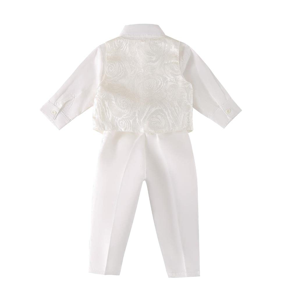 Lito Angels Baby Jungen Taufkleidung Taufanzug Taufe Kleidung Weißer Anzug/Elfenbein mit Haube Größe 3-24 Monate