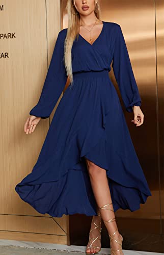 Image of Kormei Womens Short Sleeve Floral Maxi Dress High Low V-Neck Flowy Party Long Dresses