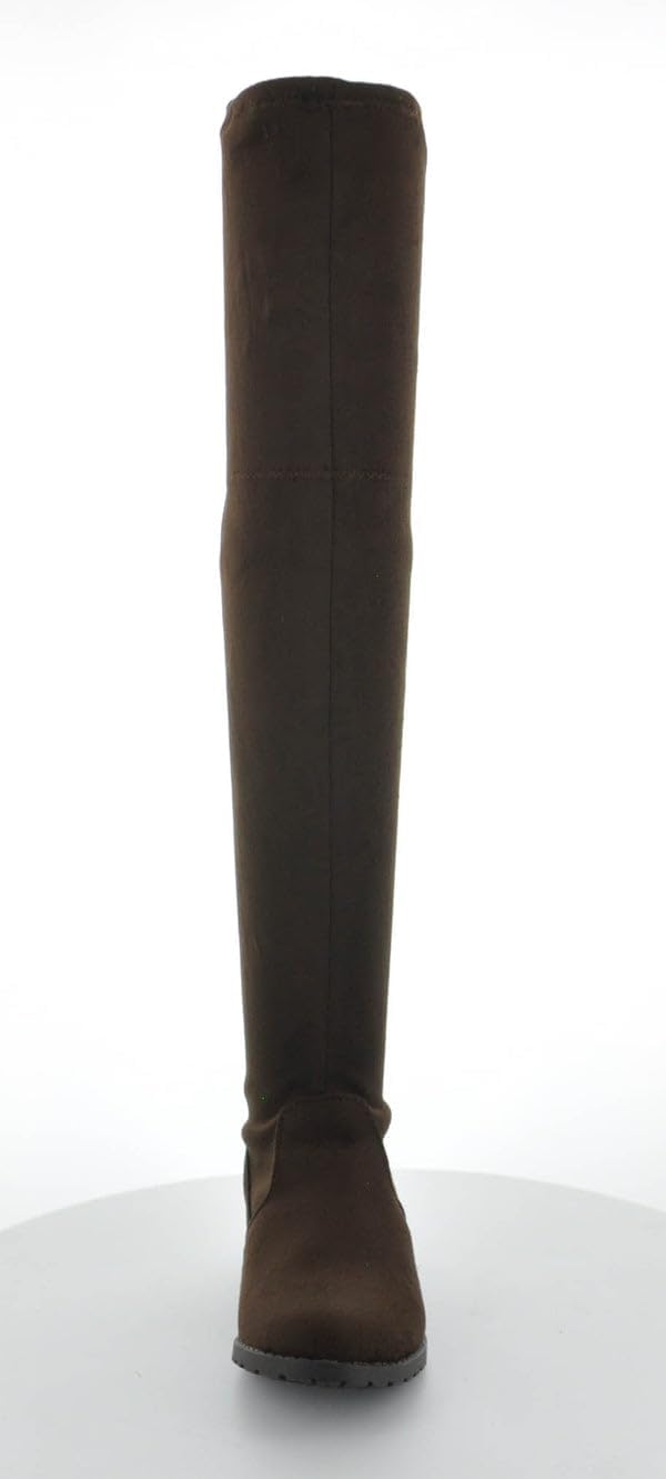 Forever Link Jalen-H4 Women's Over The Knee Thigh High Flat Boot Jalen-H4 Brown 10