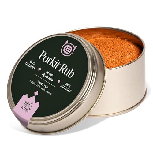BBQ KING - PorkIt Rub Envase de 70 g, adobo seco para barbacoa inspirado en la porchetta romana, especias para patatas fritas, verduras y carnes, 100% fabricado en Italia, con hinojo y ajo asado