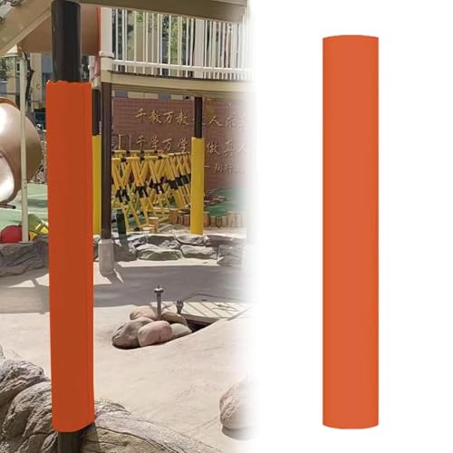 4 5 6 8 Ft Tall Round Pole Protector Padding, Foam Gym Column Bumper Pad with Fix Fastener, Orange Wrap Round Post Pads for Basketball Hoop/Awning/Lamp Posts(H 6ft,Inner Dia 7 Inch)
