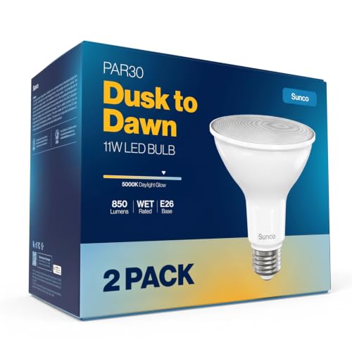 Sunco 2 Pack PAR30 LED Bulbs, Dusk to Dawn Flood...