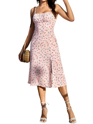 Image of Women's Elegant Floral Dress Coll. (All-Seasons) - Sleeveless /Short /Midi, V-Neck Ruffle, Fashion Casual Party Dresses