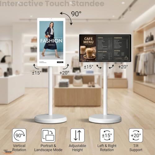 Image of TONZO 27 inch Movable Digital Standee | Smart Touch Screen with Wireless Display | 6GB RAM 128GB ROM | 360 Rotatable | Built-in Battery | Android 14 (27 inch)