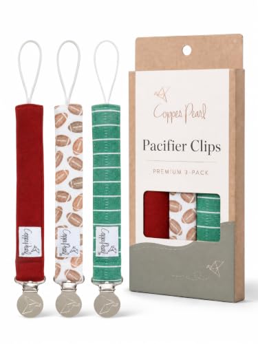 Image of Copper Pearl 3-Pack Pacifier Holders: Premium Knit Binky Clips for Baby Girls and Boys - Stylish Stainless Steel Design for Secure No-Drop Attachment - Blitz