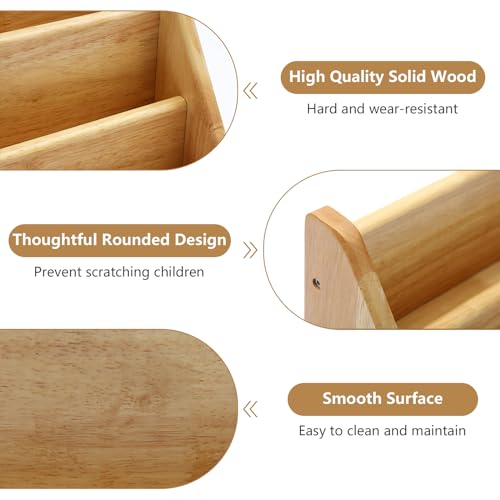 Image of Nuoex Montessori Bookshelf for Toddler 1-5 Years, Kids Wooden 5-Tier Front Facing Book Display Shelf with Chalkboard for Bedroom,Playroom,Classroom,Book Rack Organizer, Natural