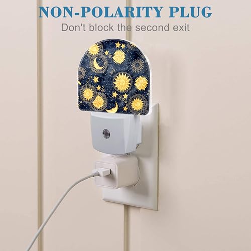 Image of Night Light for Kids Girls Boys, Retro Divination Sun and Moon LED Night Light Plug into Wall with Dusk to Dawn Sensor for Room Decor, Hallway, Kitchen, Bathroom, Nursery, Stairs
