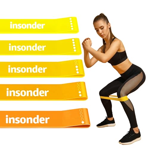 Insonder Resistance Band Women Set of 5 - Exercise Bands Resistance for Women or Men - Stretch Bands for Exercise - Elastic Bands Gym & Pilates Band - Stretching Booty Bands - Fitness, Workout, Physio - Image 3