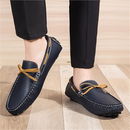 Men's Loafers Genuine Leather Stitching Details Deck Shoes Round Toe Flexible Comfortable Lightweight Prom Slip-ons3