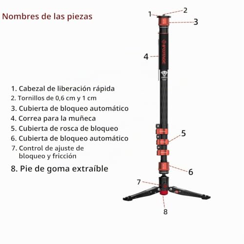 Miniatura 2 de Ifootage Cobra 3 C180f,Monopie De Cámara 3 En 1 Monopie De Video Telescópico Monopie De Trípode De Fotografía Profesional Adecuado Para Cámaras Slr Y Videocámaras Fibra De Carbono 180cm
