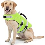 ASENKU Dog Life Jacket for Swimming & Boating, High Buoyancy Dog Life Vest with Rescue Handle, Reflective & Adjustable Fit for Small to Large Dogs (Neon Green, XL)