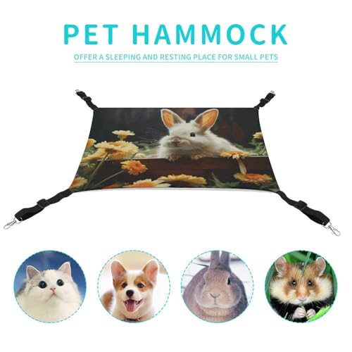 Hamac pour chat réglable - Lit doux suspendu lapin et petits animaux - 5