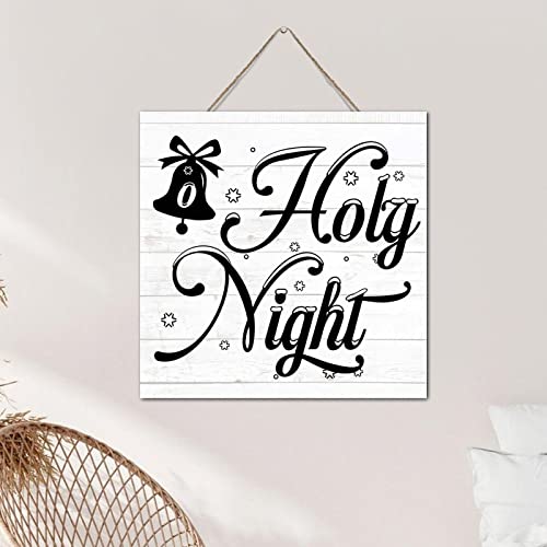 Regalo de Navidad O Holy Night letrero de madera para decorar paredes 6