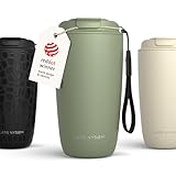 LARS NYSØM Thermo Kaffeebecher to go mit Trageschlaufe 500ml | Travel Mug 0,5 Liter mit Isolierung | Auslaufsicherer Edelstahl Thermobecher für Café & Tee (Sage Green, 500ml)