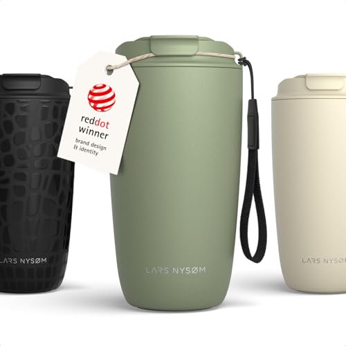 Image of LARS NYSØM Thermo Coffee Mug-to-go with Strap | Travel Mug 0.5 Liter with Insulation | Leak Proof Stainless Steel Thermal Tumbler for Coffee and Tea (Sage Green, 500ml)