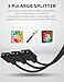 upHere 1-to-3 ARGB Splitter Cable, ARGB Cable, 5V 3 Pin Addressable RGB Extension Cable ARGB LED Sync Cable for Computer Chassis CPU Cooler and 5V ARGB Fan (2 Pack)