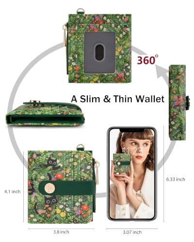 Image of Keychain Wallet Wristlet for Women,RFID Small Cat Wallet for Women | Wallet Wristlet with Zipper Coin Pocket,Vegan Leather Card Wallets for Women, 2 ID Window,Gift