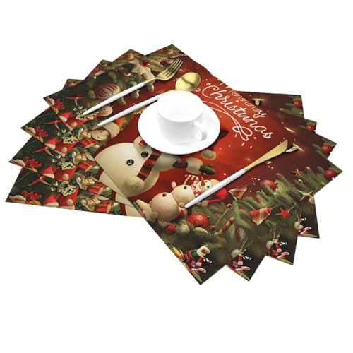 Sets de table Noël lavables et résistants à la chaleur en PVC