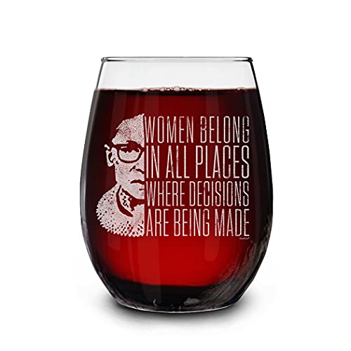 shop4ever RBG Women Belong In All Places 15 oz Wine Glass