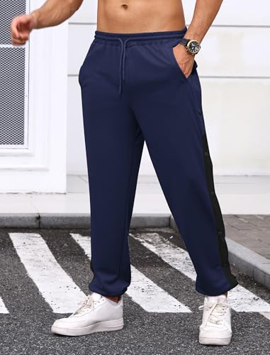 ODIZLI Tear Away Pants for Men Tapered Sports Pants Basketball Sweatpants Side Opening Jogging Trousers Activewear2