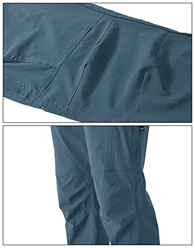 Bgowatu Men's Hiking Pants Quick Dry Lightweight Water Resistant Outdoor Sports Pants With Zipper Cargo Pockets Stone Blue M #TOP6