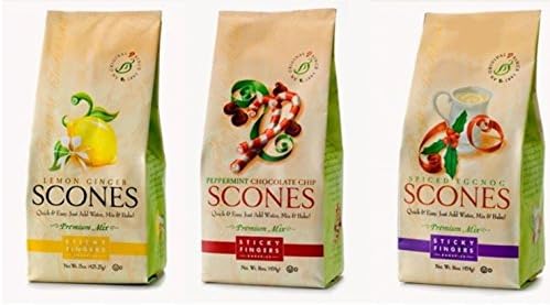 Sticky Fingers Seasonal (Lemon Ginger, Peppermint Chocolate Chip, & Holiday Egg Nog) Scones Mix Trio