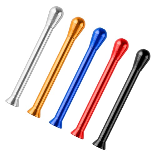 Tabanzhe 5 Pcs Metal Straw Set Multi-Colour Portable & Lightweight Pipe for Travel Use Holiday Gifts (Gold Silver Red Blue Black)