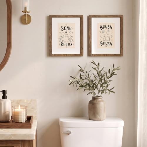 Image of upsimples 8x10 Picture Frame, Display Pictures 5x7 with Mat or 8x10 Without Mat, Wall Hanging Photo Frame, Rustic Brown, 1 Pack