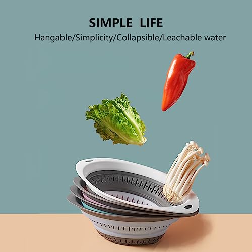 Collapsible Colander and Strainer,Silicone Strainer Colanders & Food Strainers,for Vegetable and Fruit, Kitchen Essentials (2, Blue, 1.3L+2.5L) - Thumbnail 2