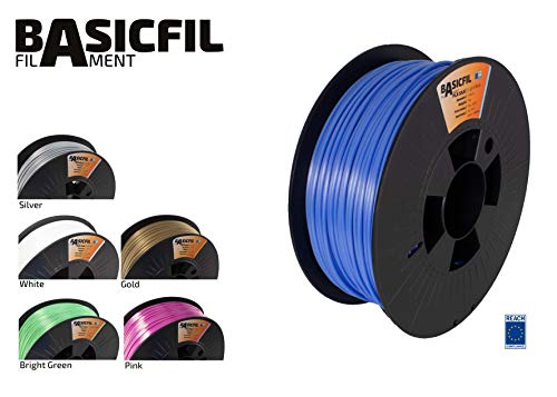 BASICFIL PLA SILK  2.85mm, 1 kg, 3D printing filament , Bleu clair