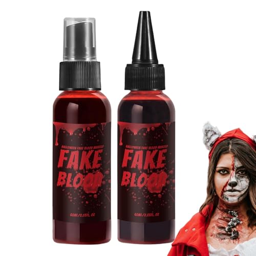 Kit de maquillaje de sangre líquida de Halloween, spray de gel de sangre falsa roja de 60 ml para películas, fotografía, dramas, enseñanza de maquillaje, textura fina y realista para maquillaje y