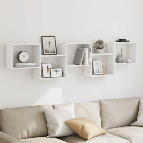 Estantería de pared premium de madera robusta y acabado blanco minimalista 3