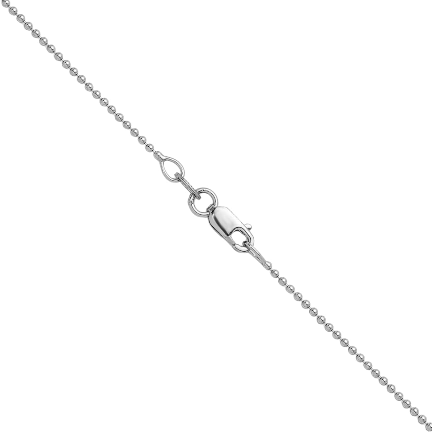 IceCarats 14K Solid White Gold 1.2mm Dainty Beaded Moon Cut Ball Chain Necklace Polished