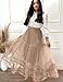 COZYPOIN Maxi Tulle Skirts for Women Elastic High Waisted A Line Long Layered Tutu Mesh Ruffles Tiered Flowy Fairy Skirt(Champagne-S)