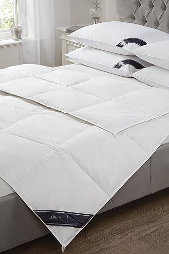 Littens - Luxury White Goose Feather And Down Duvet Quilt, 15 Tog Superking Bed Size, 100% Cotton Anti-Dust Mite