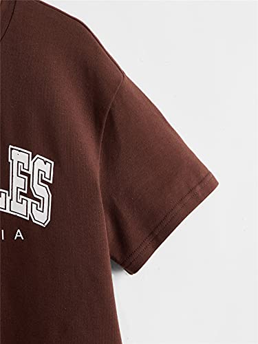 Soly Hux Girl's Letter Print Short Sleeve T Shirt Summer Tee Top Brown 11-12Y #TOP2