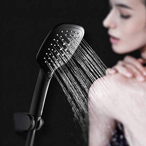 Robinet de baignoire avec pomme de douche noir mat mitigeur mural unique - 4