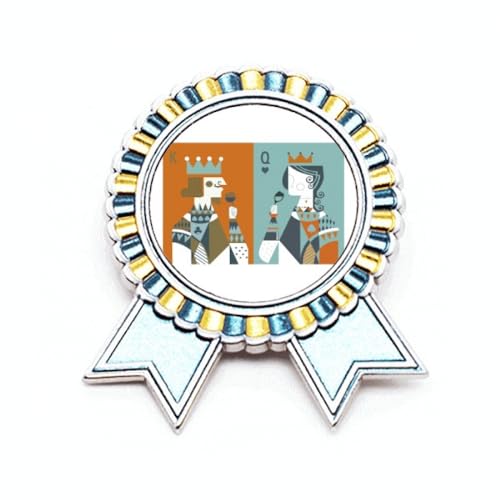 Broche en Métal Motif Carte K Q de Qualité Supérieure Badge Médaille Winner