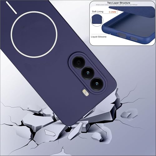 Image of Silicone Back Cover Case for OnePlus Nord CE6 Lite | Soft Micro-Fibre Lining Inside | Magsafe Print On Back Side Camera Protection Bump | Shockproof Case for (Purple) (Blue)