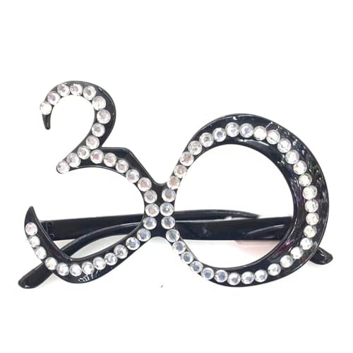 Bessy shop Óculos de aniversário de 30 anos com imitação de diamantes acessórios divertidos para fotos unissexo para festas, aniversários e decoração óculos inovadores para cabine fotográfica