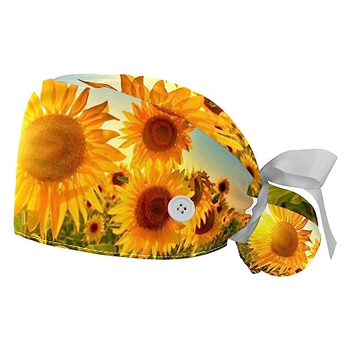 Finie la sueur dans les yeux avec le bonnet bouffant réglable VERED Tournesols