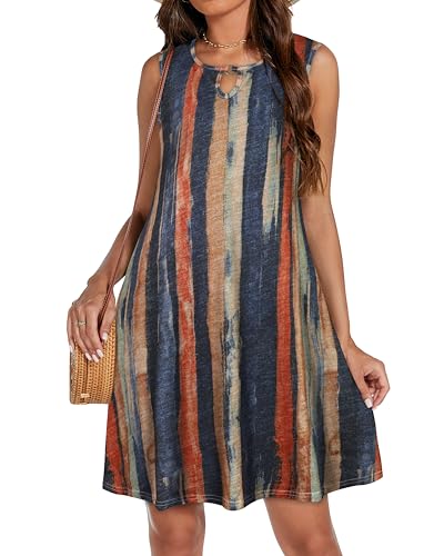 Image of Summer Dresses for Women 2026 Casual Sleeveless Sundress Floral Loose Fit Beach Cover Up with Pocket