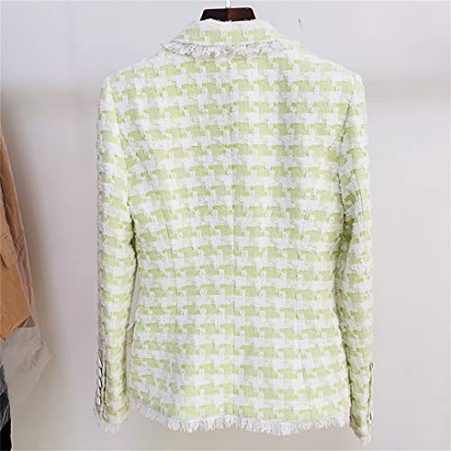 Winter Designing Thick Plaid Woven Fabric High Street Quality Bodycon Chin Tweed Jacket Women Blazer Pink L #TOP2