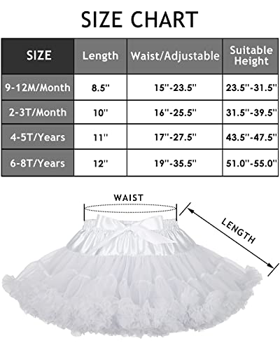 Baby Girl's Tutu Petticoat Skirts,Fluffy Soft Infant Tulle Tutus Underskirt,Ballet Pettiskirt For Little Girl For Birthday Party (S, White, S) #TOP6