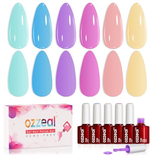 Ozzeal Pastel Pink Blue Lavender Gel Nail Polish Set, 8ml He